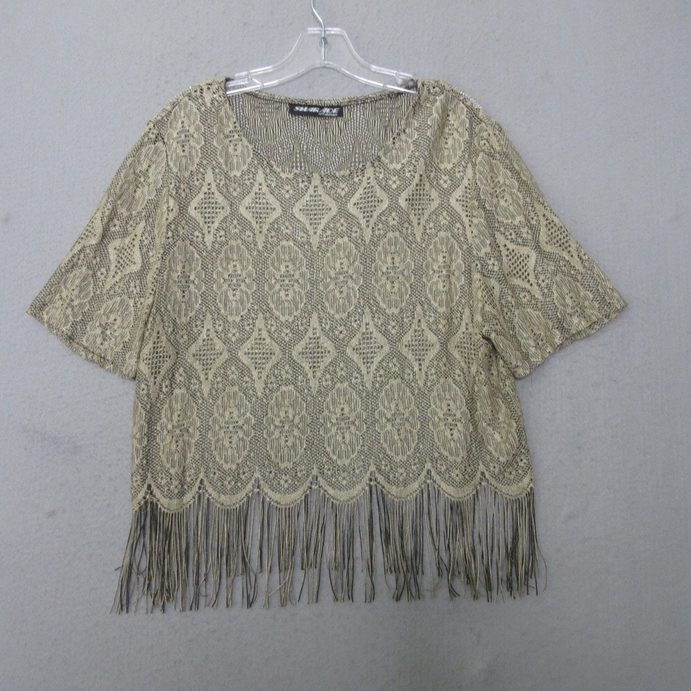 Sharade of California Fringe Crochet Knit Top Bohemian‎ Festival